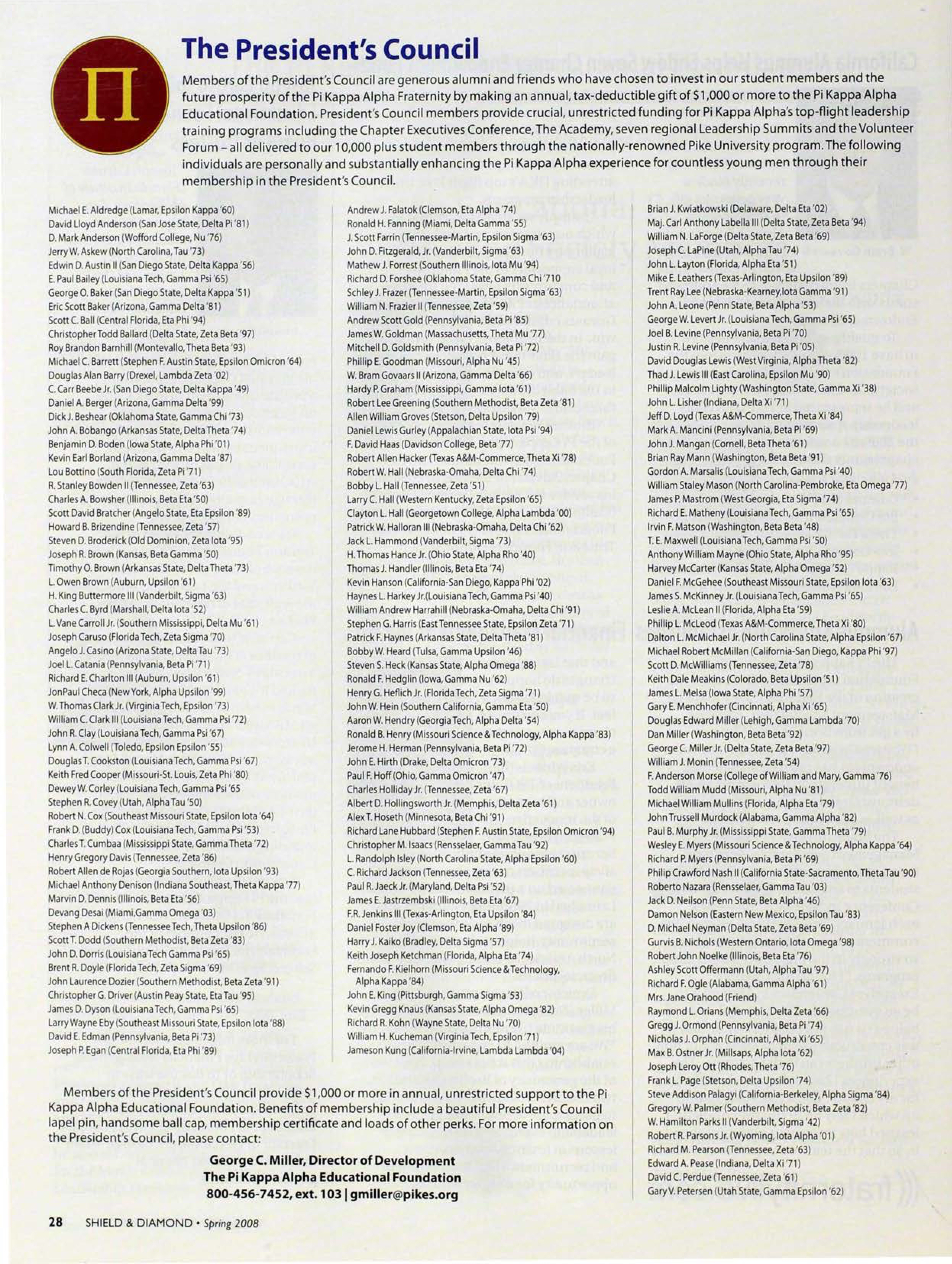 The President's Council, Spring 2008